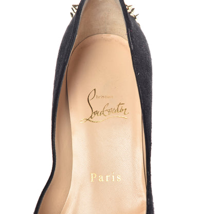 Christian Louboutin Suede Spiked Zappa 100 Pumps 35 Black Gold 7 of 18