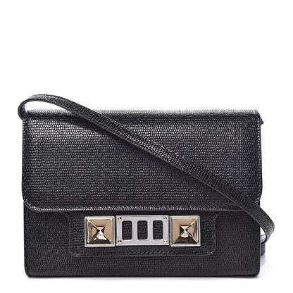 Proenza Schouler Calfskin Lizard Embossed PS11 Wallet With Strap Black 1 of 8