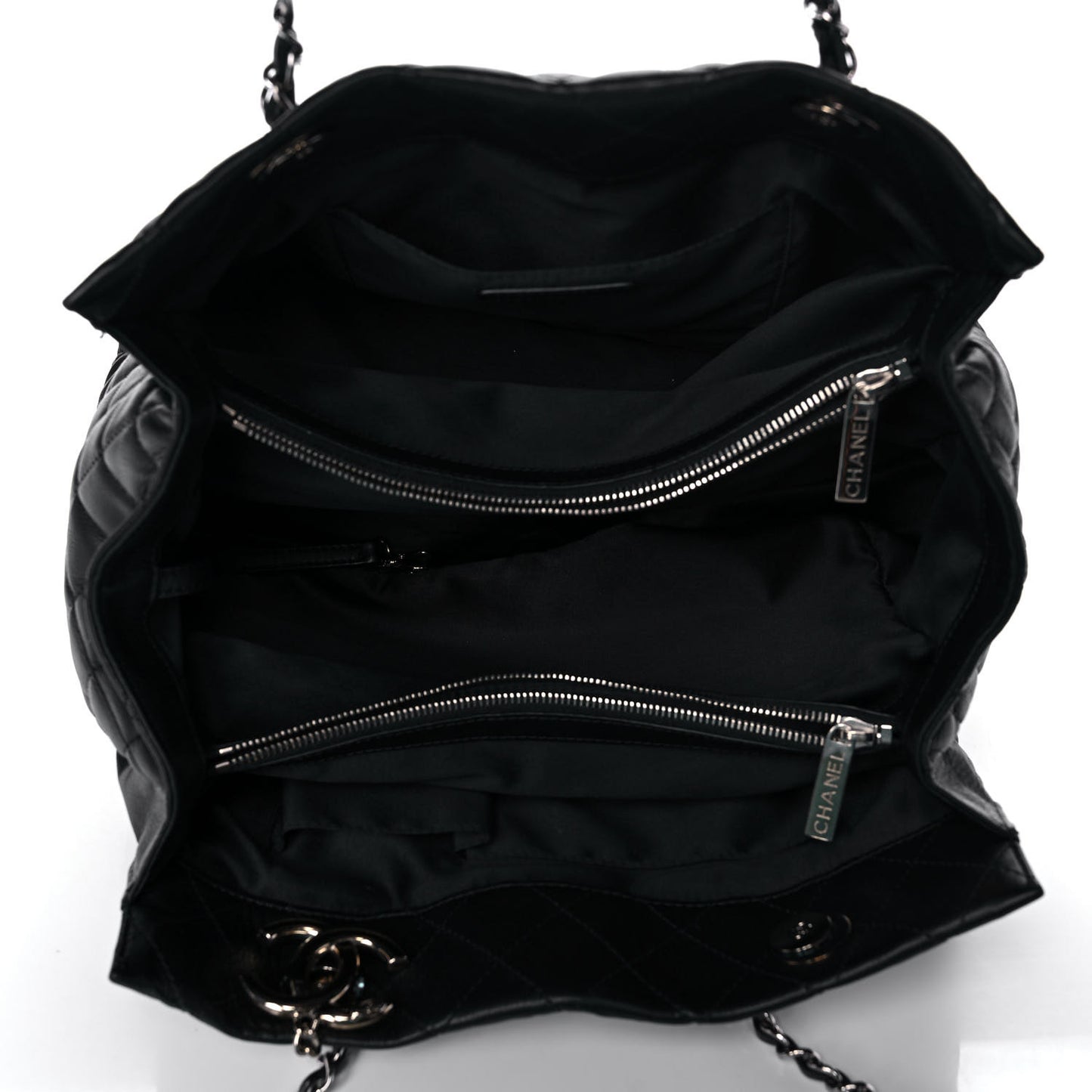 Calfskin Quilted Large Chic and Soft Shopping Tote Black