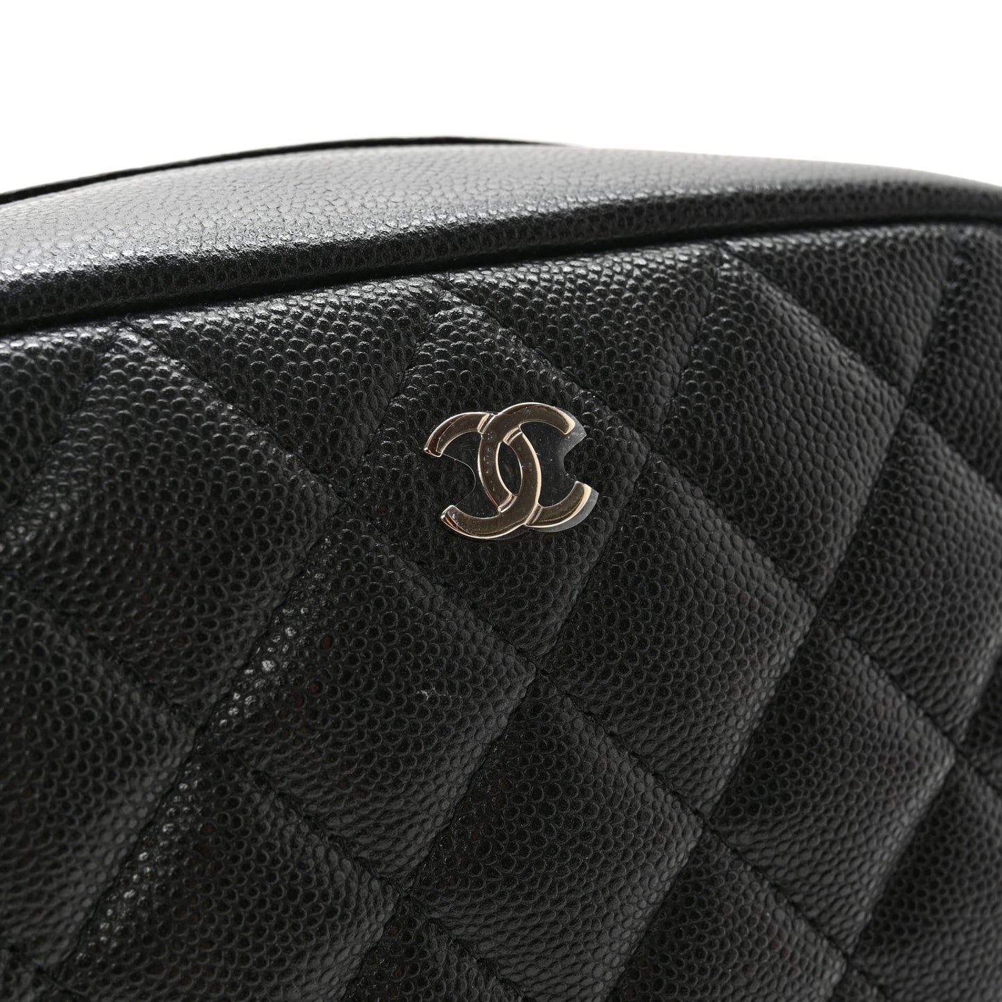 Caviar Quilted Curvy Pouch Cosmetic Case Black