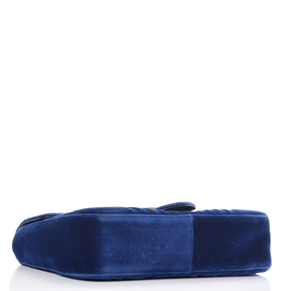 Gucci Velvet Matelasse Medium GG Marmont Shoulder Bag Cobalt Blue 4 of 9