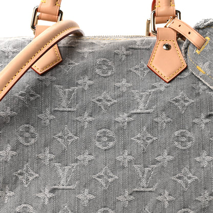 Louis Vuitton Monogram Denim Speedy Soft 30 Washed Gray 7 of 10