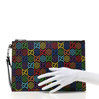Gucci GG Supreme Monogram Psychedelic Zip Wristlet Pouch Black Multicolor 2 of 8