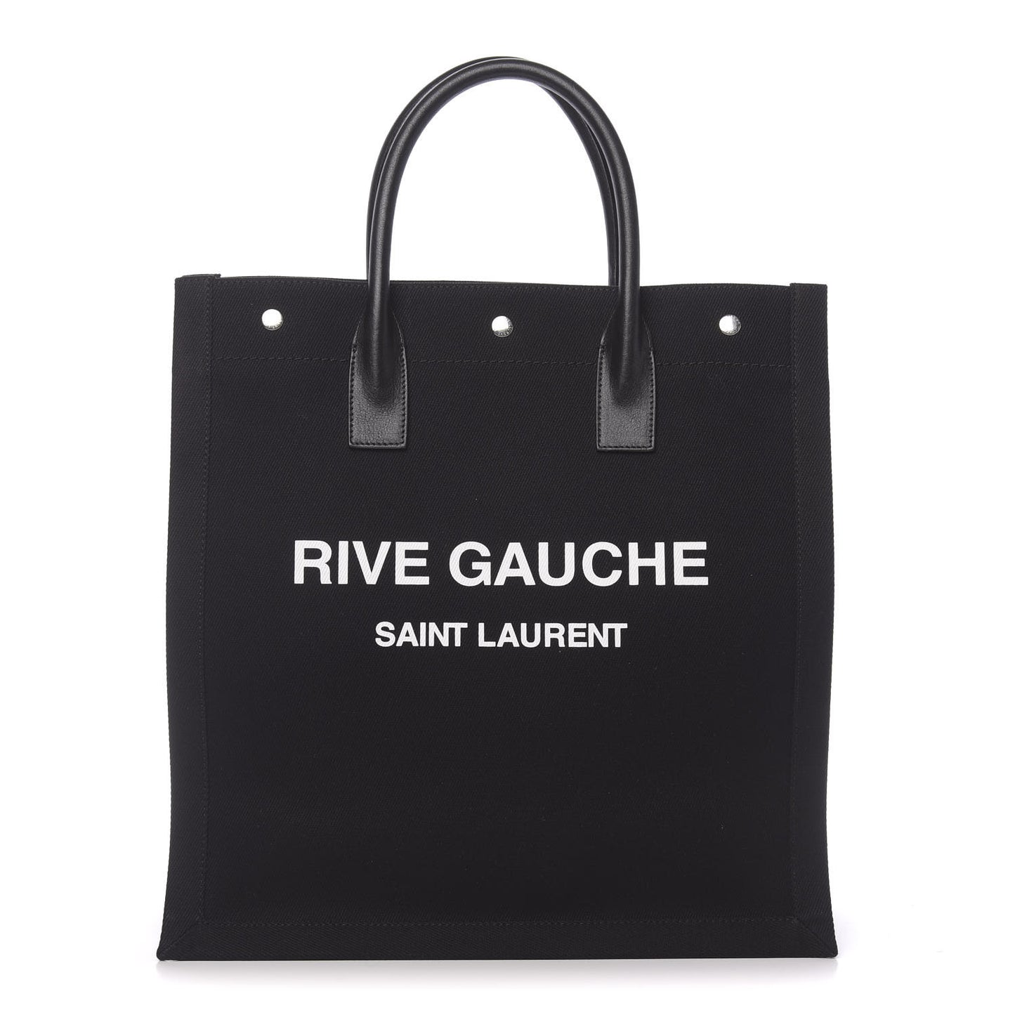 Linen Calfskin Rive Gauche North South Tote Black
