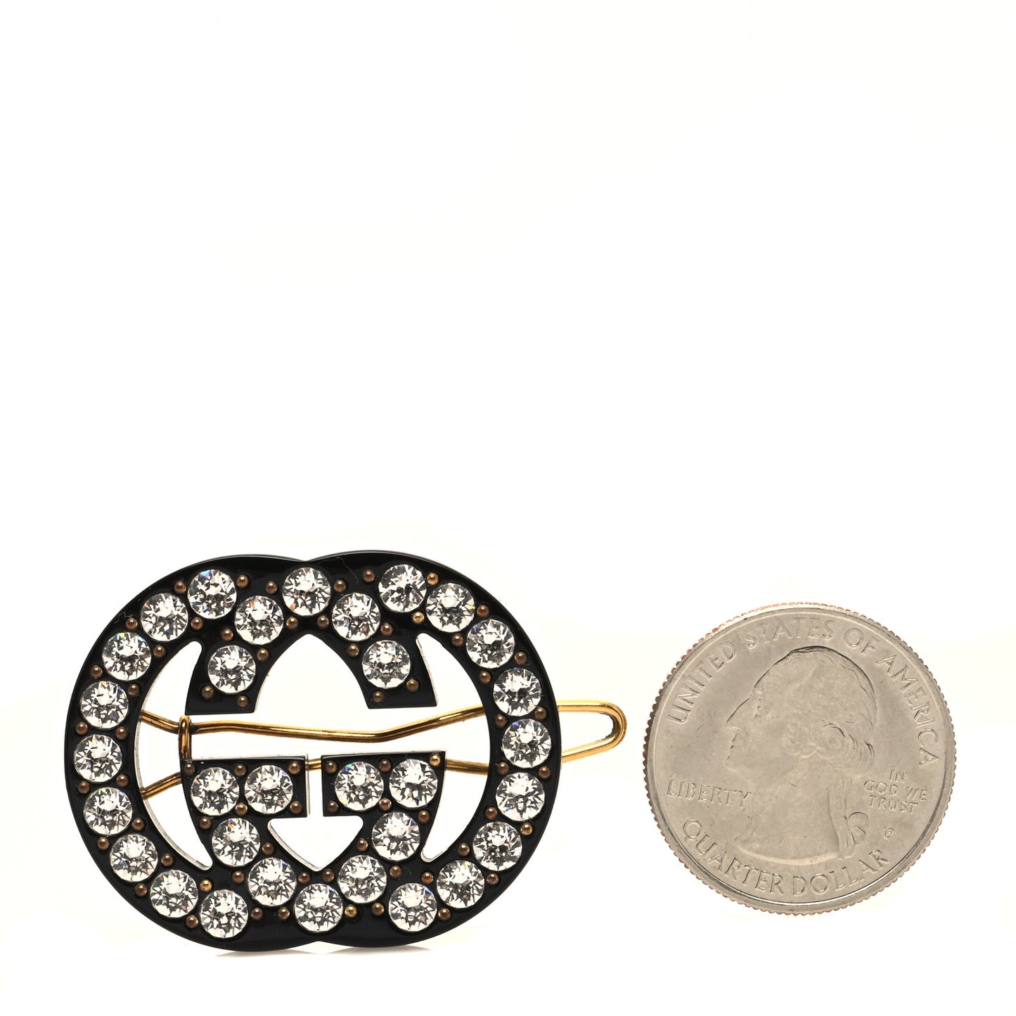 Resin Crystal Interlocking G Hair Clip Black