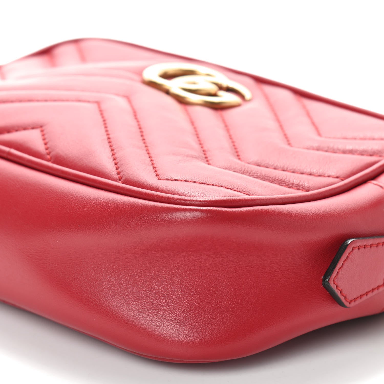 Gucci Calfskin Matelasse Mini GG Marmont Chain Shoulder Bag Hibiscus Red 8 of 8