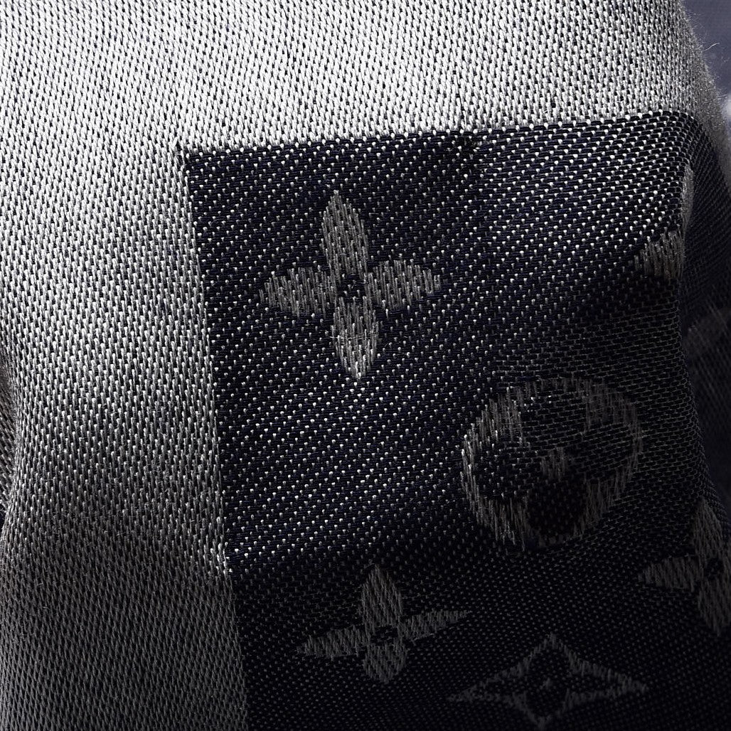 Louis Vuitton Wool Silk Monogram Denim Shawl Blue 6 of 6