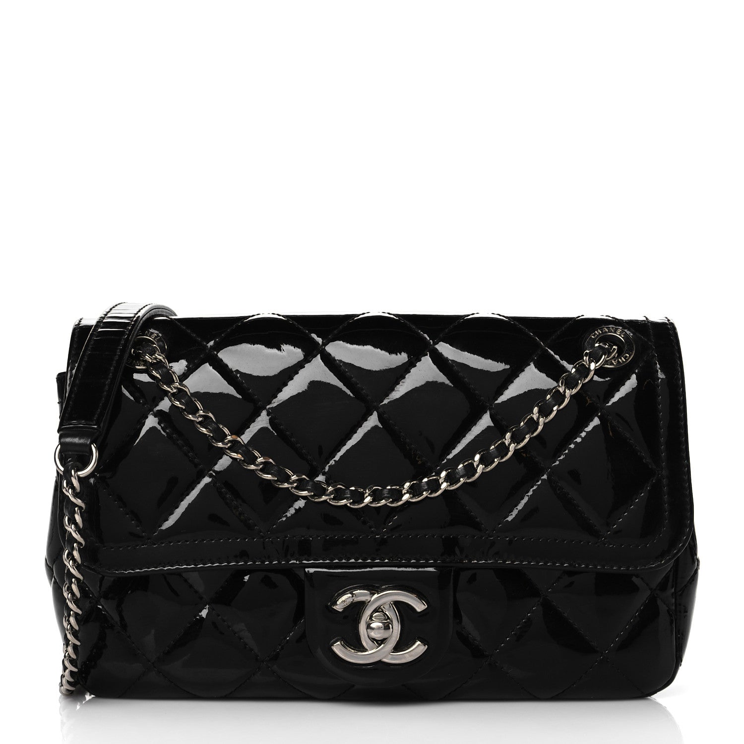 Chanel Patent Calfskin Quilted Mini Rectangular Flap Black 1 of 9