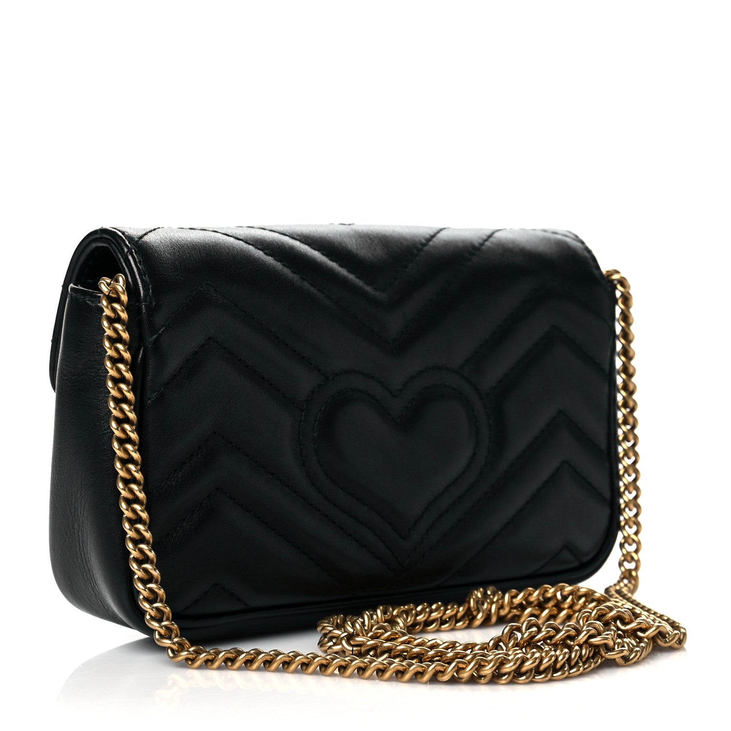 Gucci Calfskin Matelasse Super Mini GG Marmont Shoulder Bag Black 3 of 11