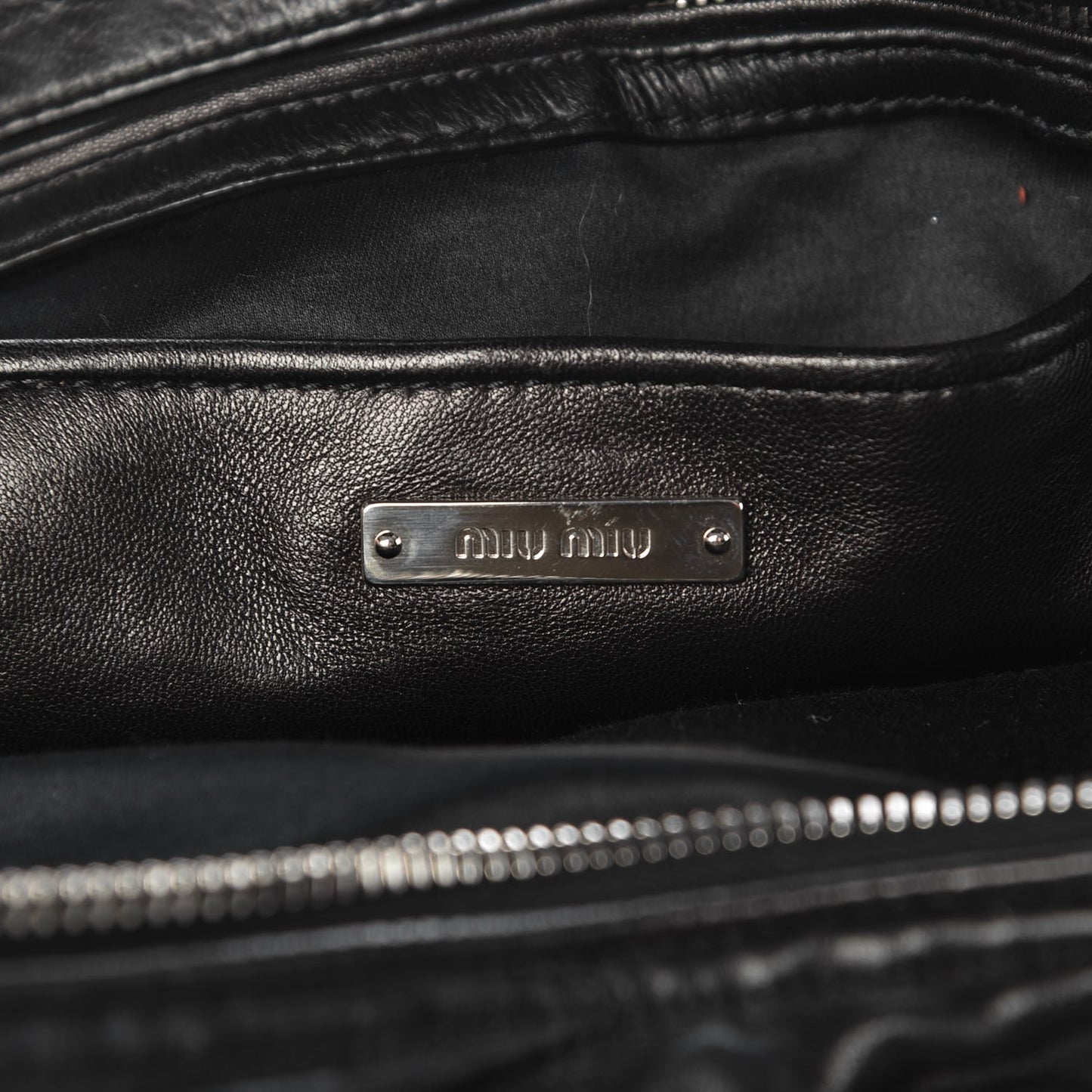 Nappa Matelasse Double Zip Shoulder Bag Black