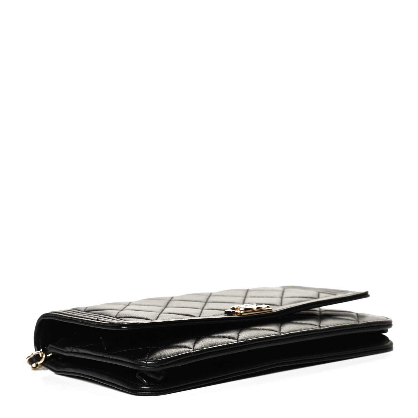Lambskin Quilted Boy Wallet On Chain WOC Black