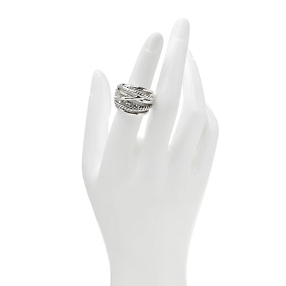 David Yurman Sterling Silver 18mm Wide Crossover Cable Ring 52 6 2 of 4