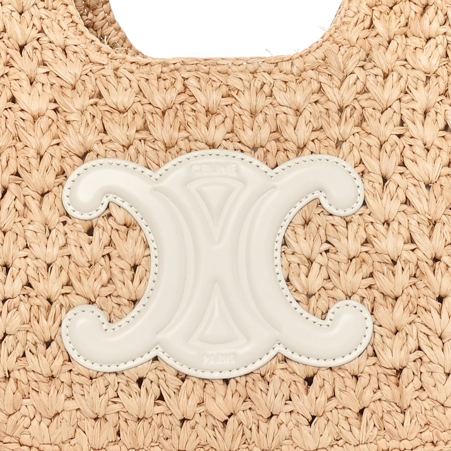 Celine Raffia Calfskin Triomphe Panier Hobo Bag Natural White 7 of 10