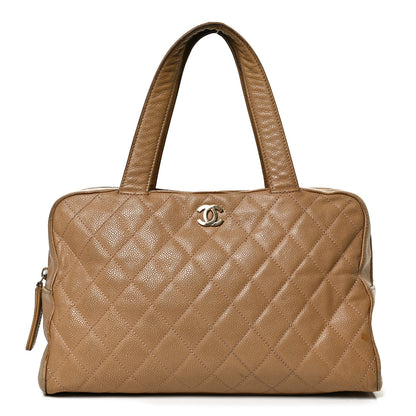 Chanel Caviar Quilted Bowler Beige 1 of 14