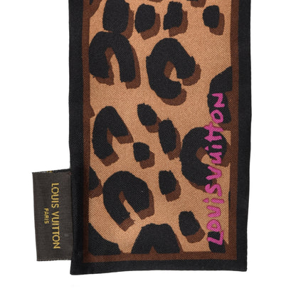 Louis Vuitton Silk Leopard Bandeau Scarf Marron 4 of 4