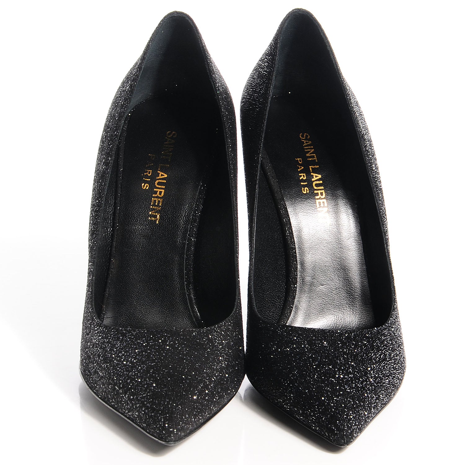 Saint Laurent Glitter Goatskin Paris 105 Pump 38 Black Silver 2 of 8