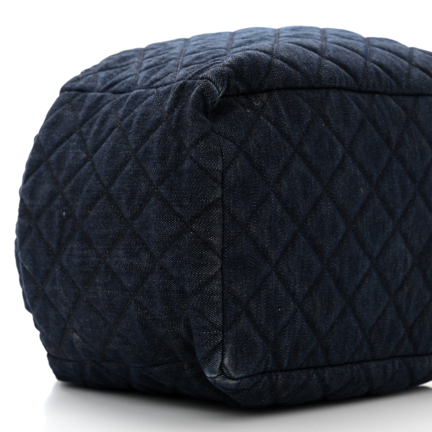 Washed Denim Quilted Small Urban Spirit Drawstring Bag Dark Blue