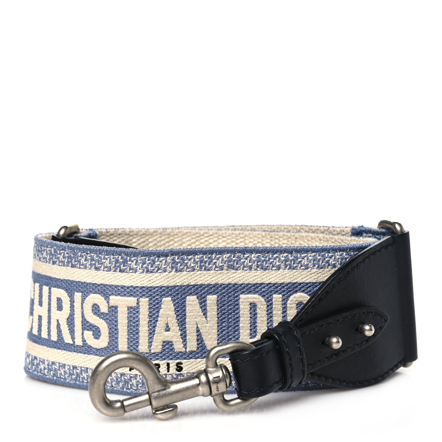 Christian Dior Canvas Embroidered Shoulder Strap Light Blue 1 of 5