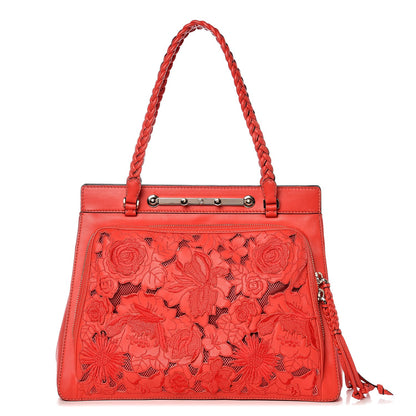 Valentino Garavani Vitello Lace Demetra Satchel Coral 1 of 10