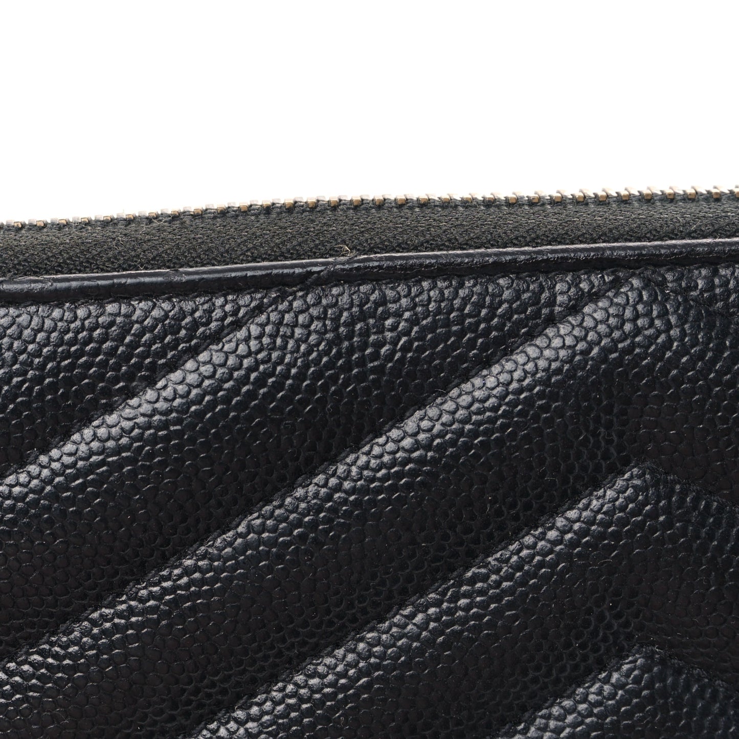 Grain De Poudre Matelasse Chevron Monogram Monochrome Zip Around Wallet Black