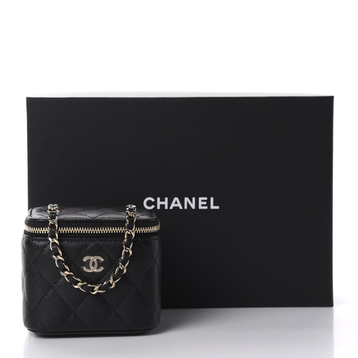 Chanel Caviar Quilted Mini Vanity Case With Chain Black 11 of 11