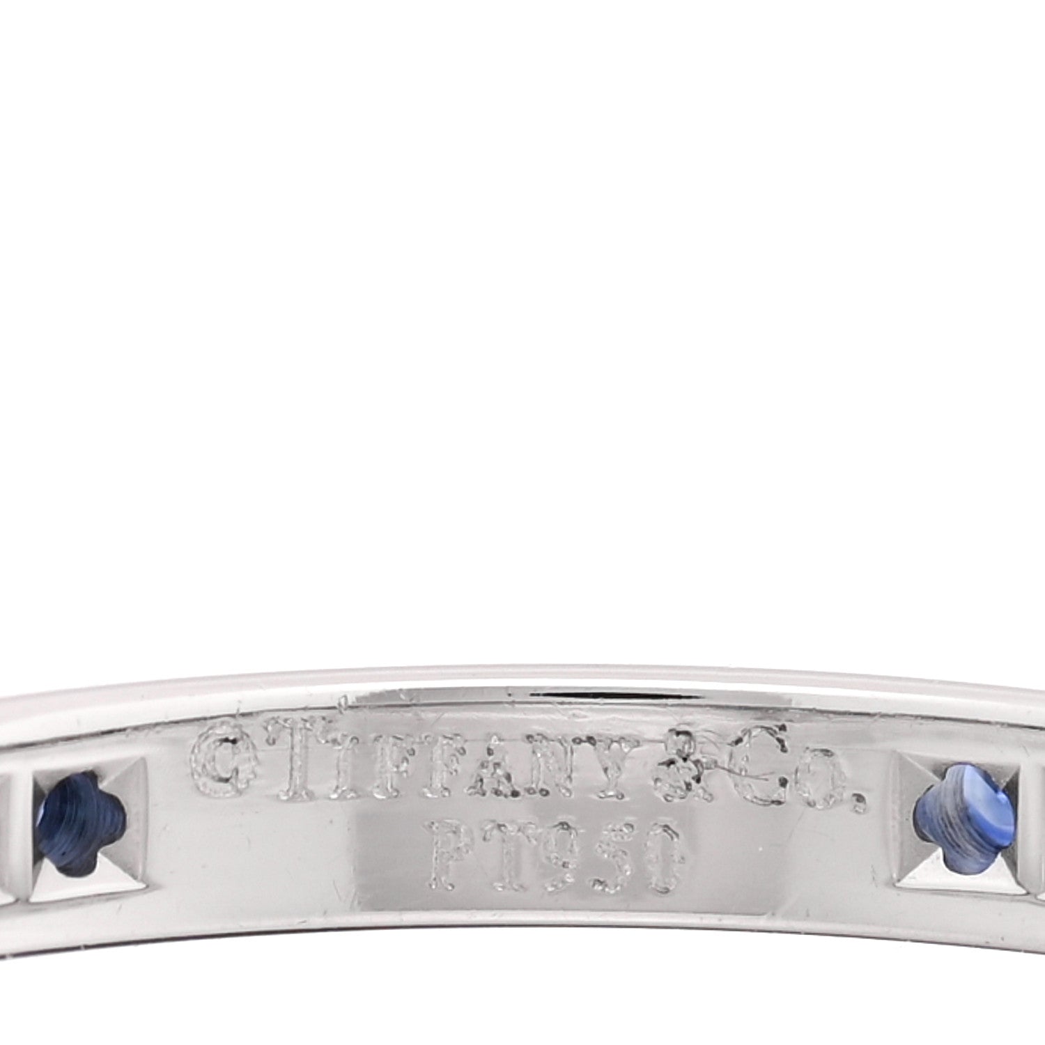 Tiffany Platinum Diamond Blue Sapphire Legacy Eternity Band Ring 51 5.75 4 of 4