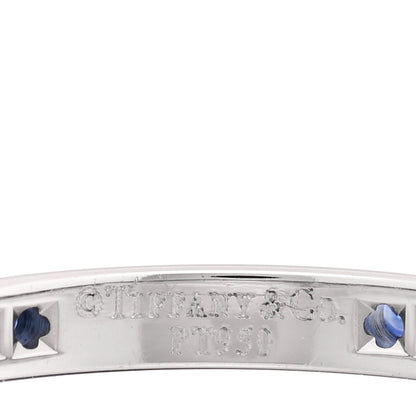 Tiffany Platinum Diamond Blue Sapphire Legacy Eternity Band Ring 51 5.75 4 of 4