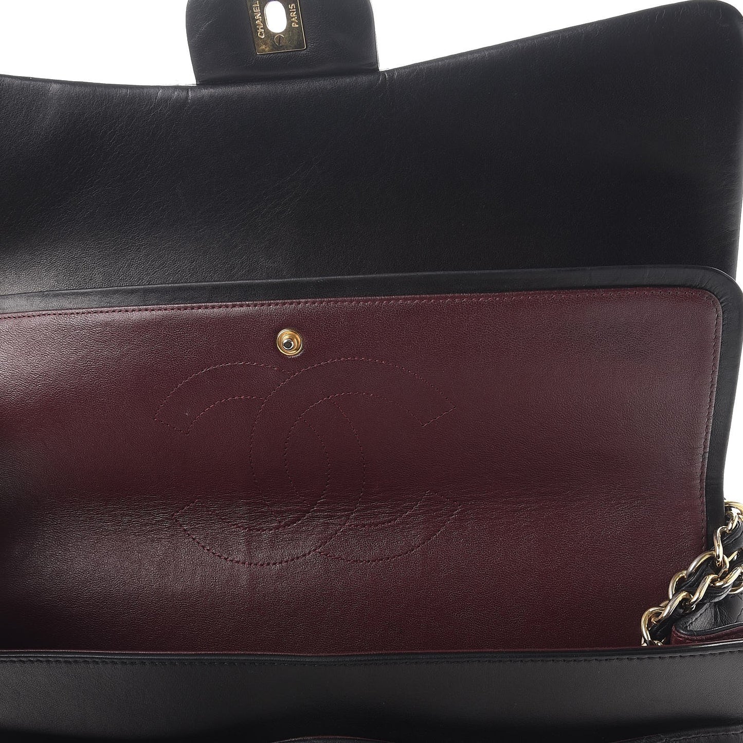 Lambskin Quilted Maxi Double Flap Black