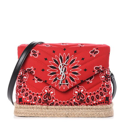 Saint Laurent Cotton Bandana Y Quilted Monogram Toy Loulou Crossbody Bag Red 1 of 11