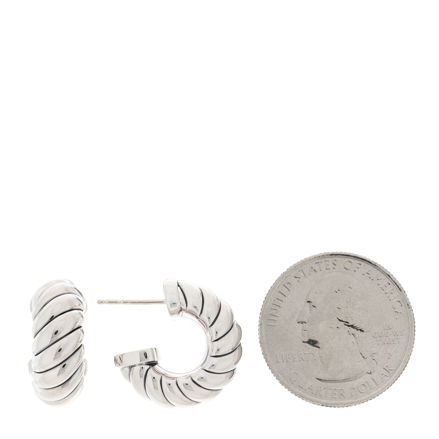 Sterling Silver Sculpted Cable Shrimp Earrings
