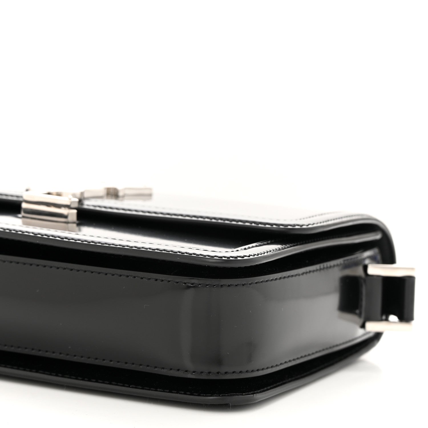 Saint Laurent Glazed Calfskin Monogram Medium Solferino Satchel Black 9 of 10