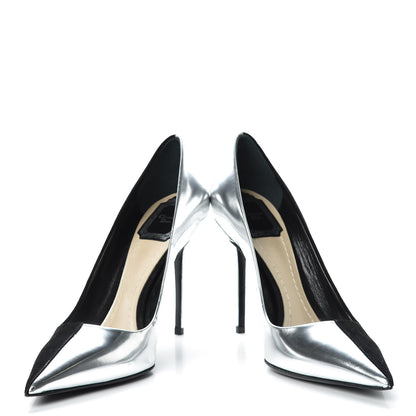 Christian Dior Mirror Finish Calfskin Suede Pumps 38 Black Silver 5 of 17