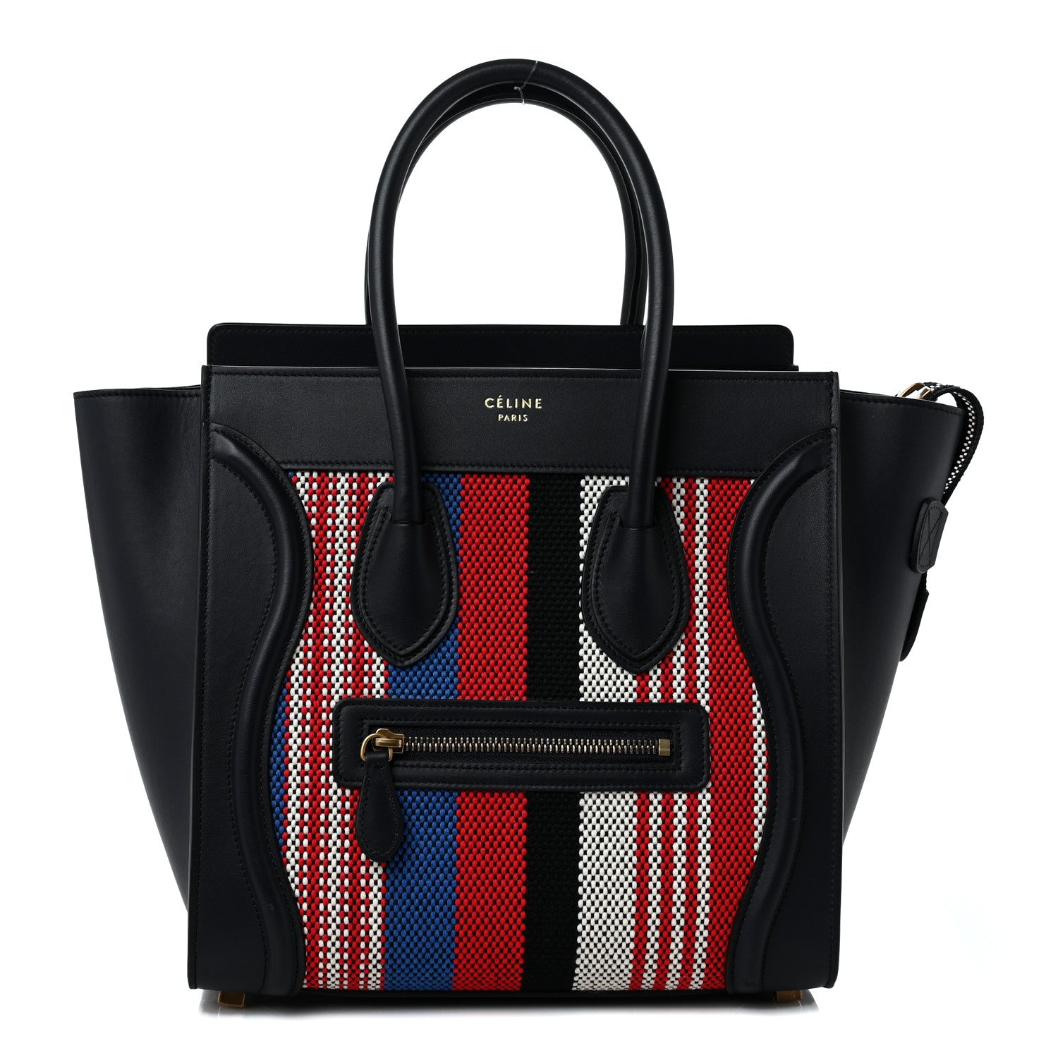 Celine Smooth Calfskin Striped Canvas Micro Luggage Navy Blue 1 of 9