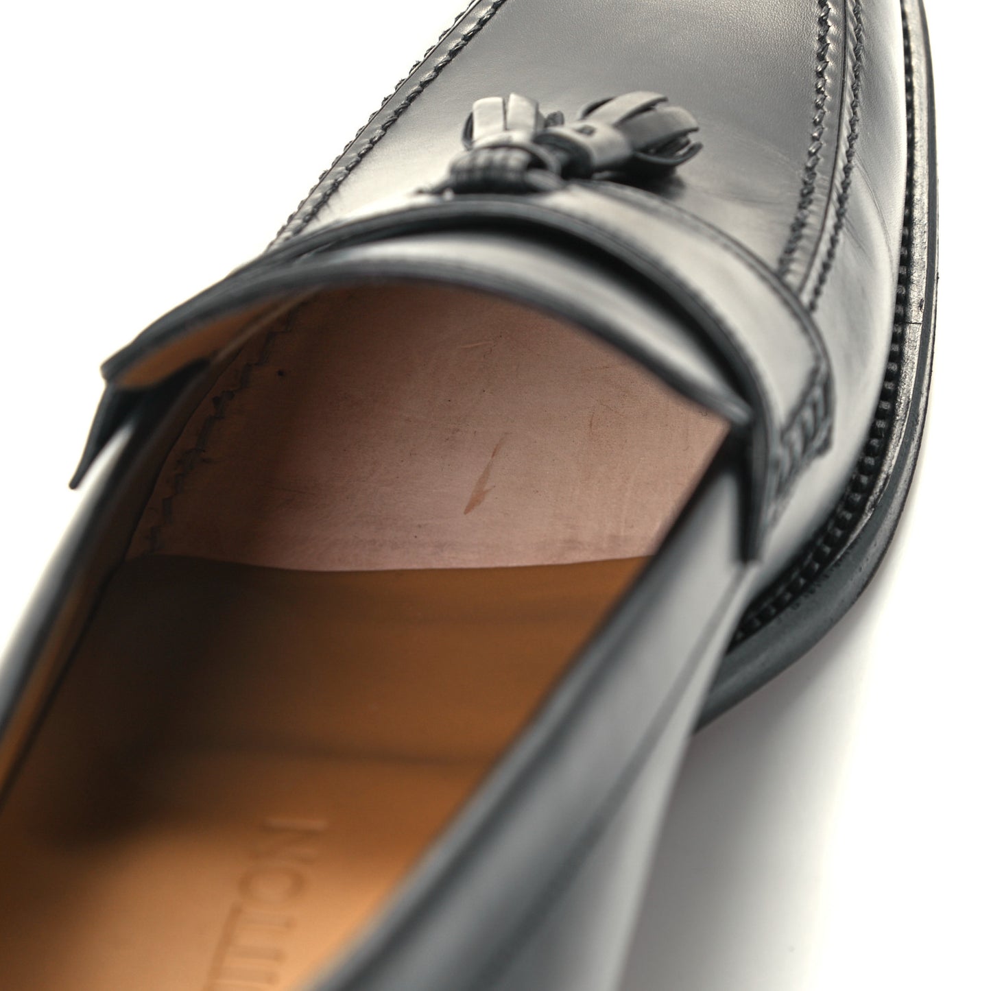 Calfskin Mens Tassle Loafers 8.5 Black
