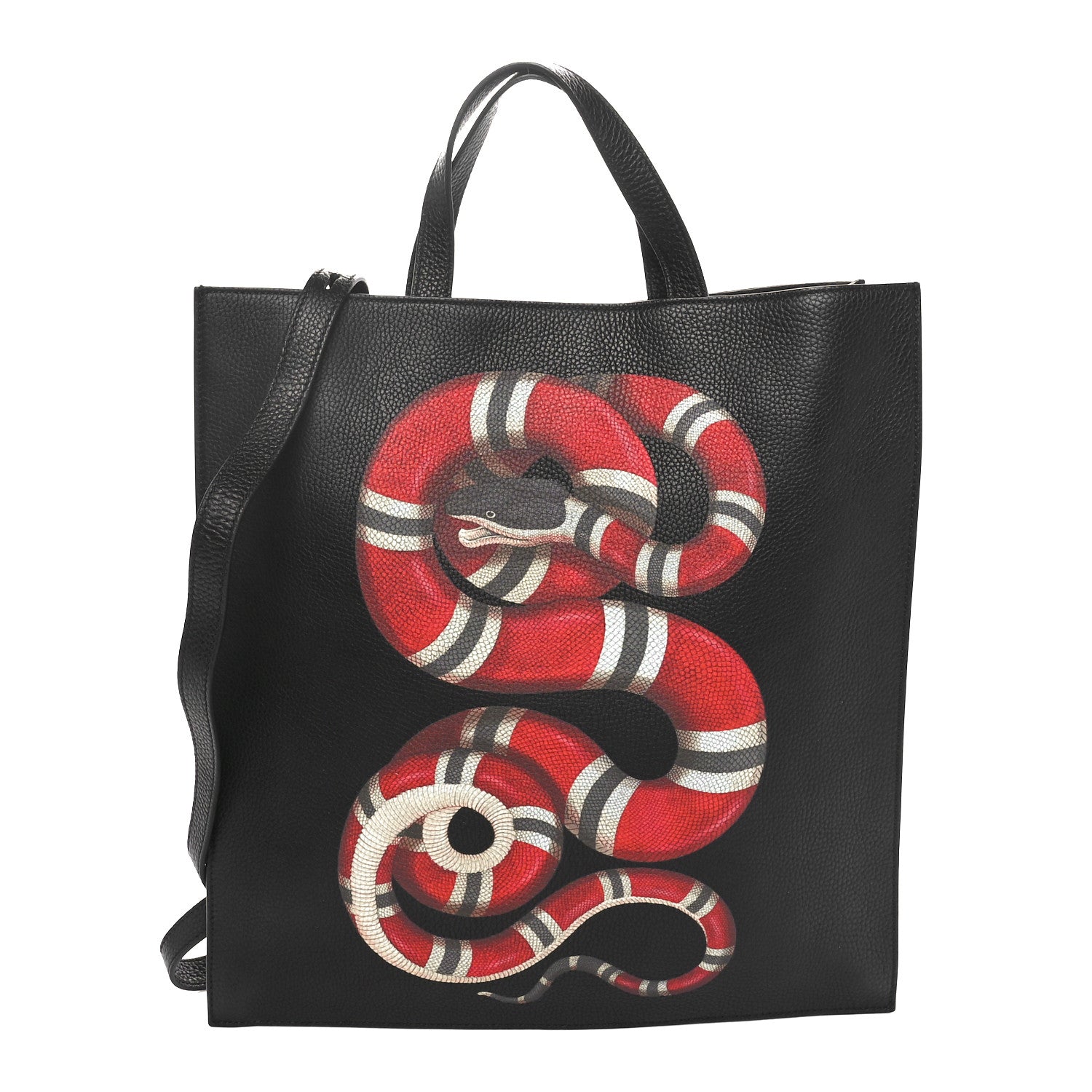 Gucci Calfskin Kingsnake Print Vertical Tote Black 1 of 10