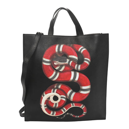 Gucci Calfskin Kingsnake Print Vertical Tote Black 1 of 10