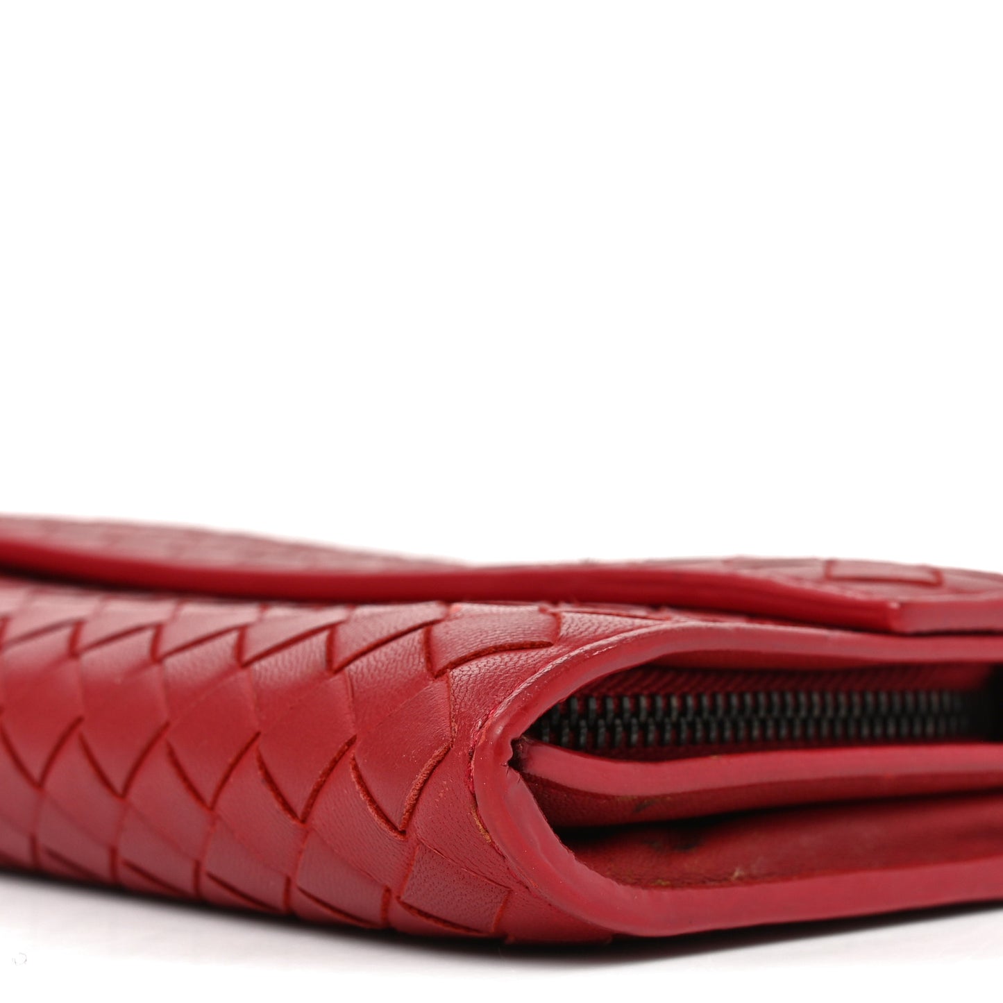 Nappa Intrecciato Continental Flap Wallet Cassis