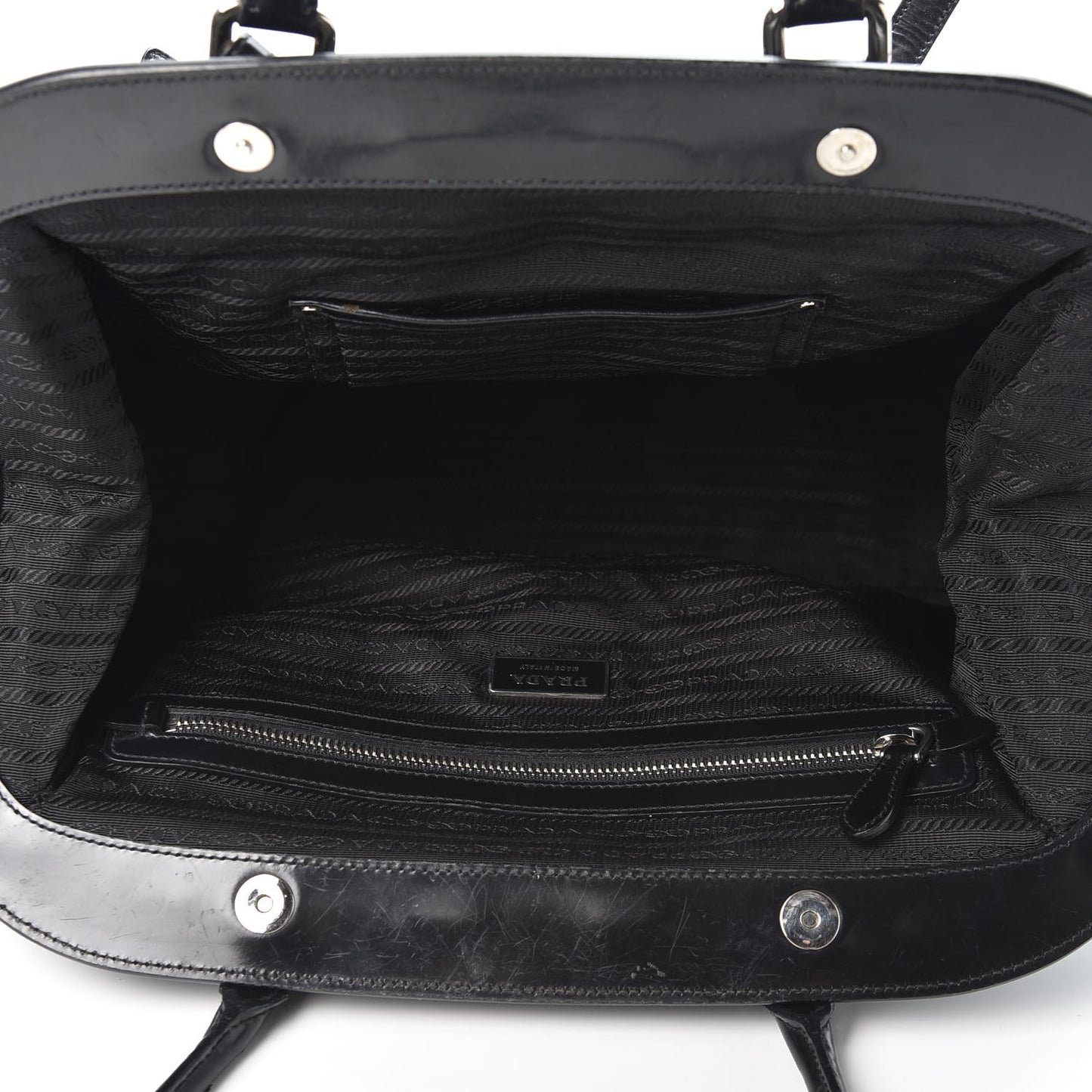 Tessuto Nylon Calfskin Frame Satchel Black