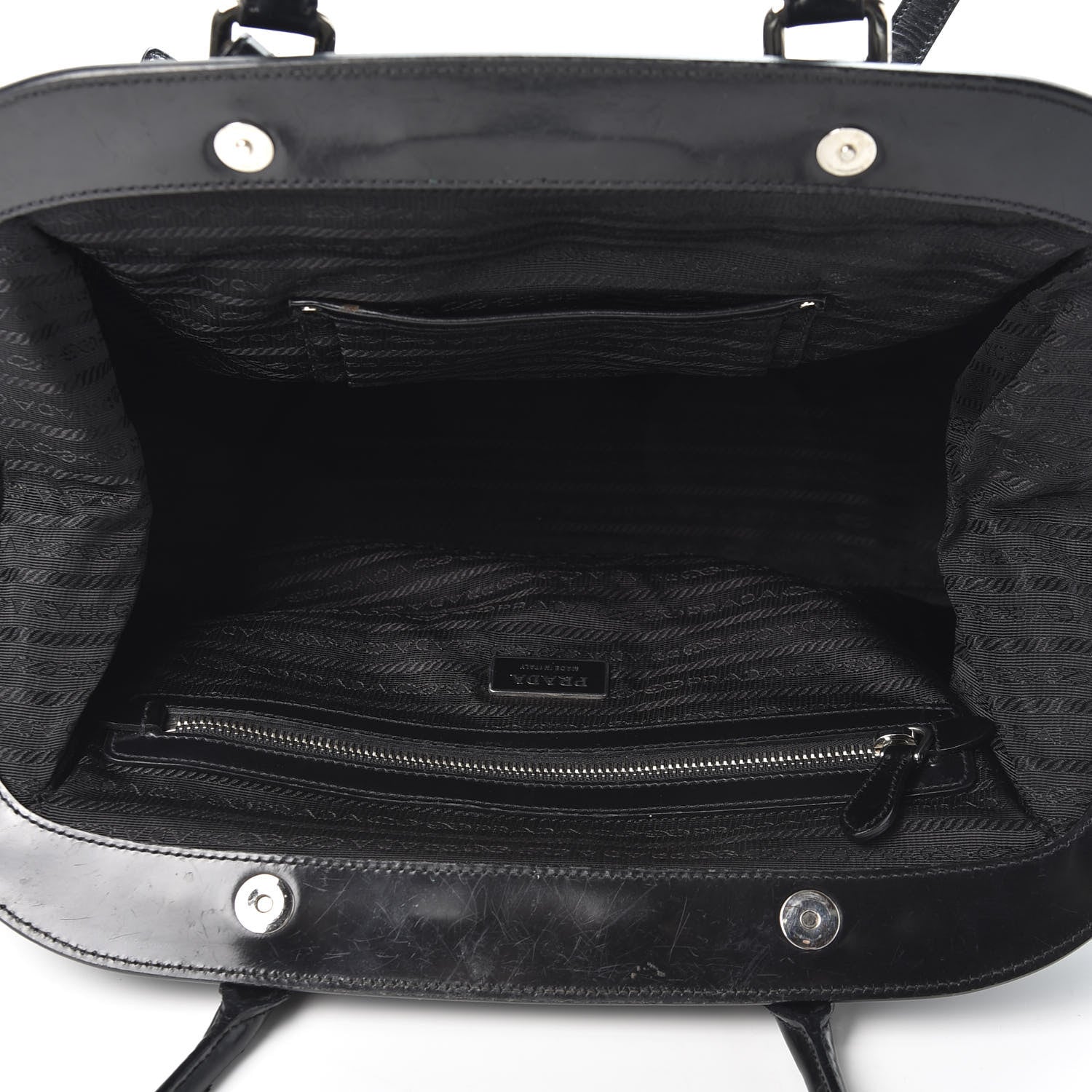 Prada Tessuto Nylon Calfskin Frame Satchel Black 4 of 15