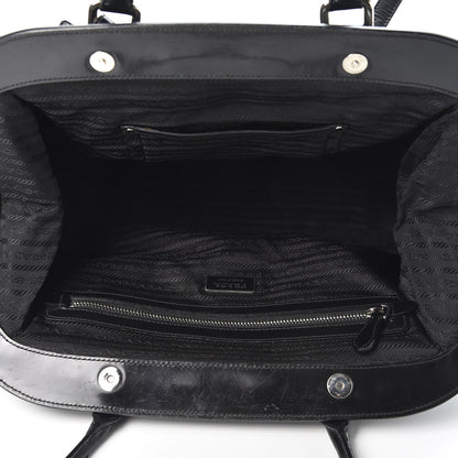 Prada Tessuto Nylon Calfskin Frame Satchel Black 4 of 15