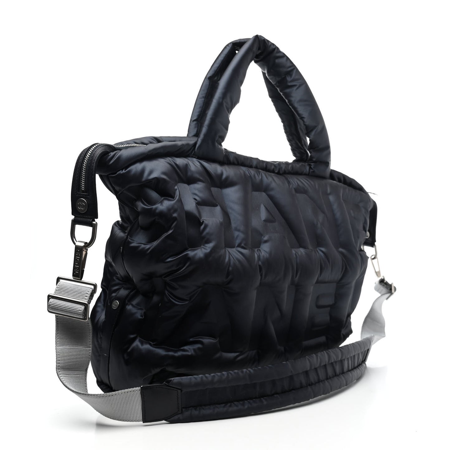 Nylon Embossed Doudoune Bowling Bag Navy Blue