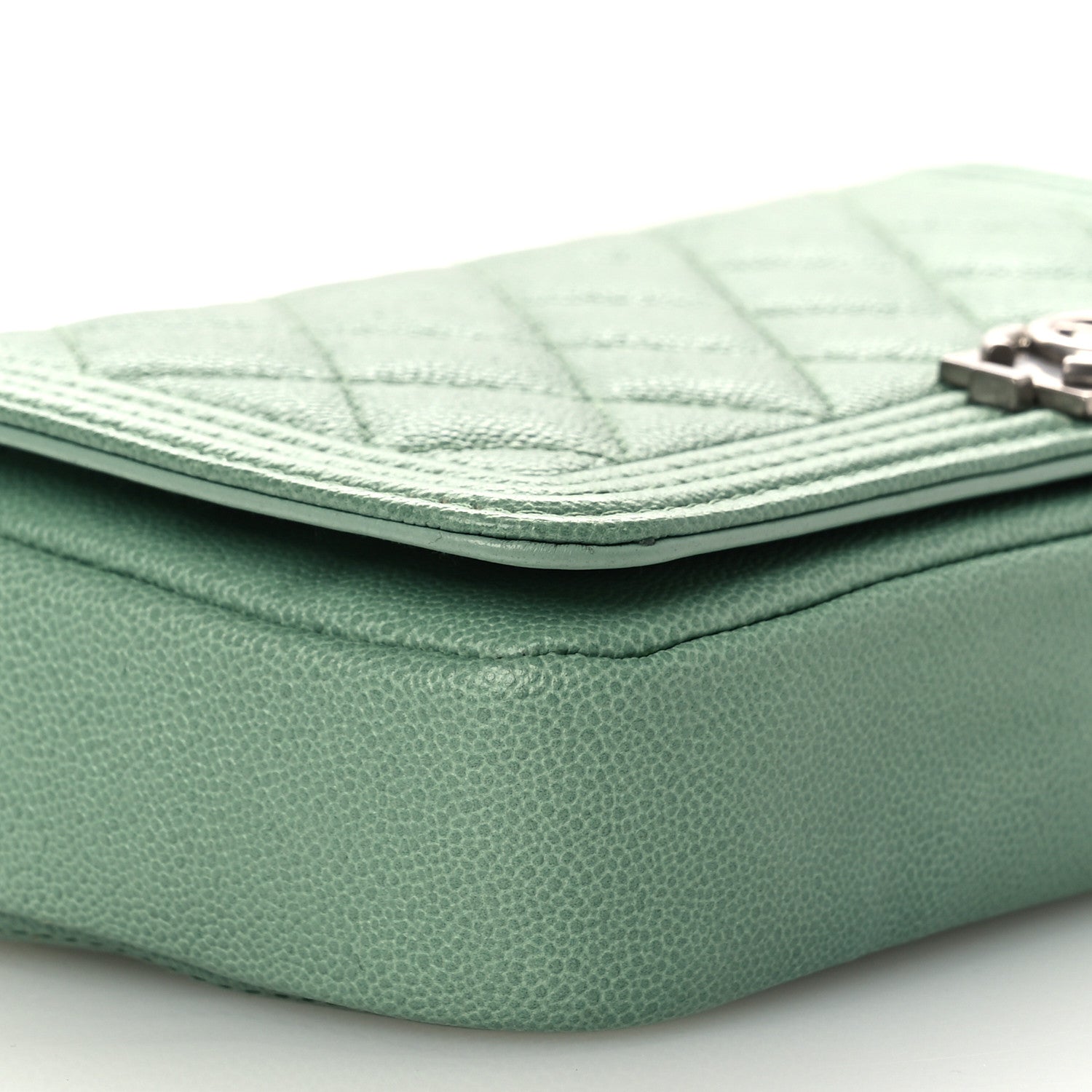 Chanel Caviar Quilted Boy Phone Holder Wallet On Chain Green 10 of 13