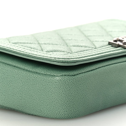 Chanel Caviar Quilted Boy Phone Holder Wallet On Chain Green 10 of 13