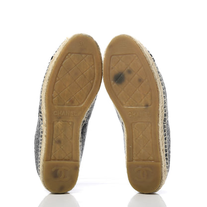 Chanel Tweed Velvet CC Espadrilles 36 Grey Black 5 of 9
