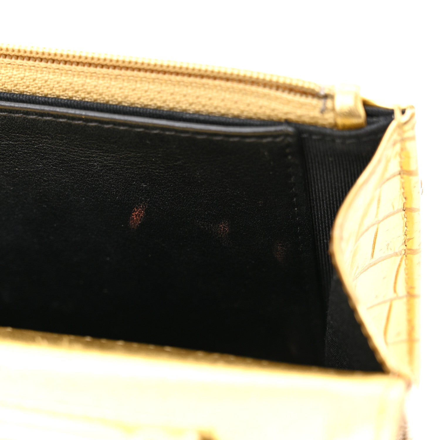 Chanel Metallic Calfskin Crocodile Embossed Cocodile Wallet On Chain WOC Gold 11 of 11