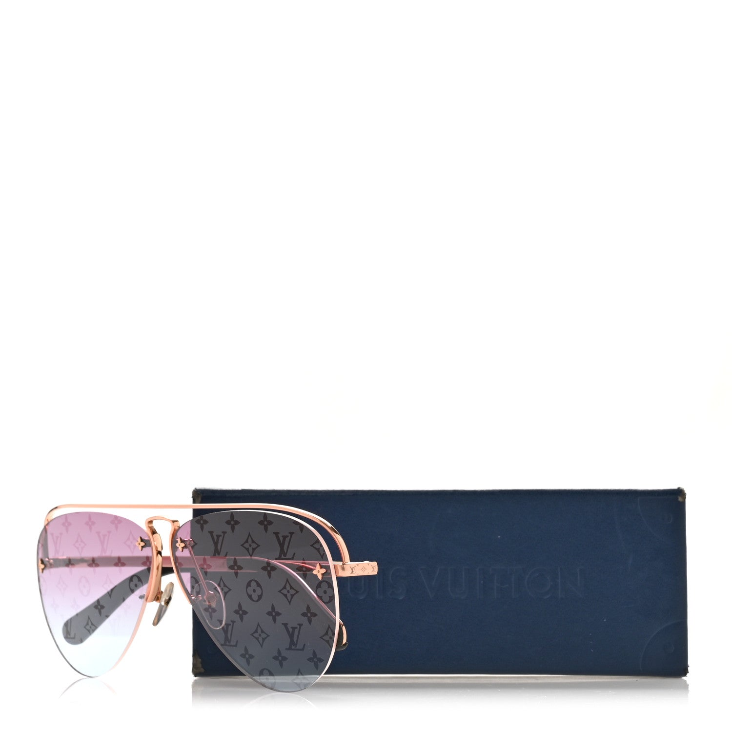 Louis Vuitton Monogram Grease Sunglasses Z1280W Gold 8 of 8