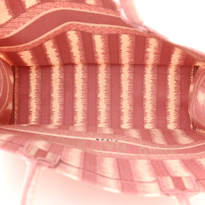 Christian Dior Canvas Embroidered Large Striped Book Tote Pink 5 of 13