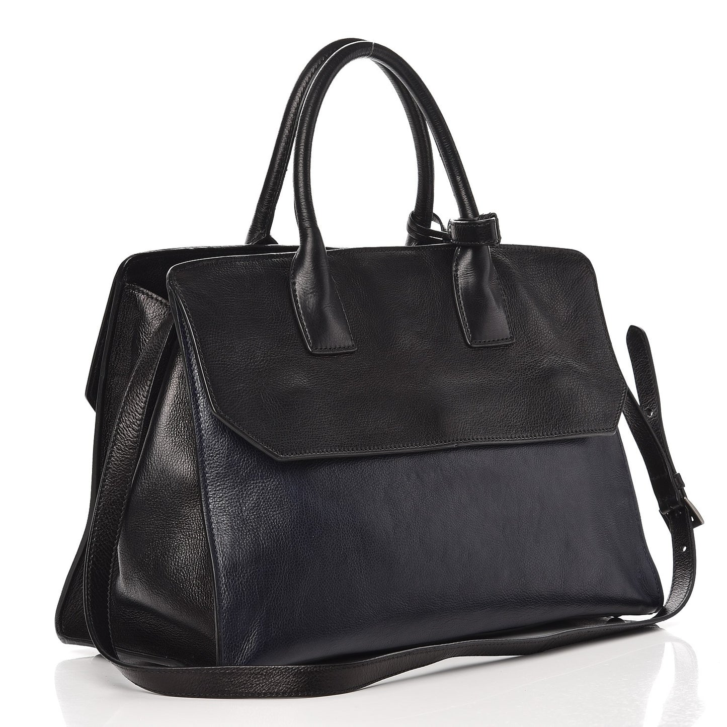 Glace Calf Tote Bag Baltico Nero Black