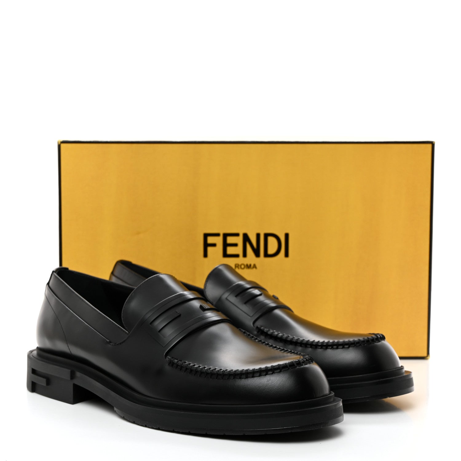 Fendi Vitello Abrasivato Mens Frame Loafers 9 Black 9 of 9