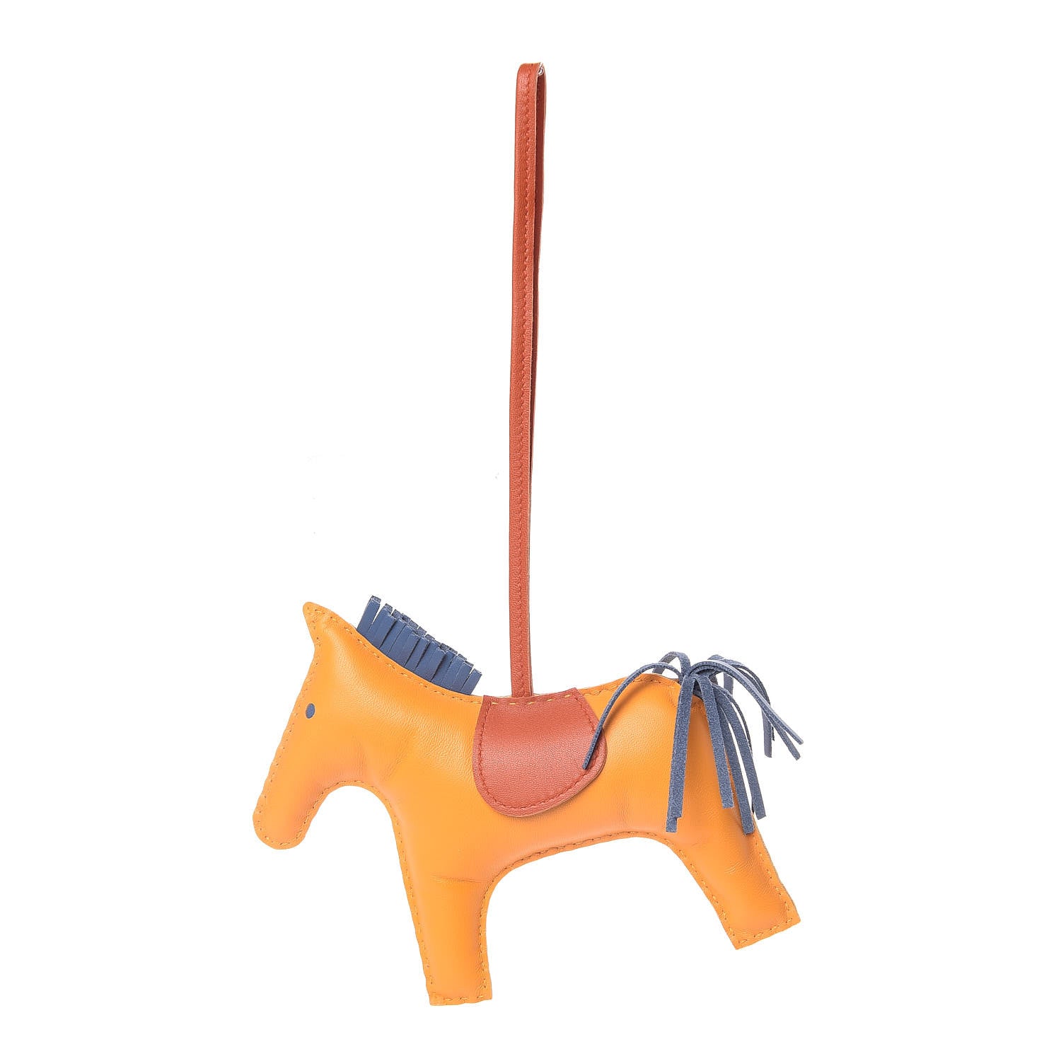 Hermes Milo Lambskin Grigri Rodeo Horse Bag Charm GM Jaune D'Or Bleu Agate Cornaline 1 of 4